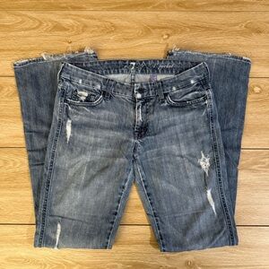7 For All Mankind Women's Straight Leg Jeans in Faded Blue